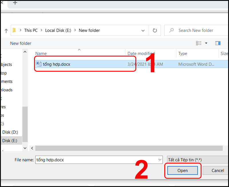 Chọn file cần gửi